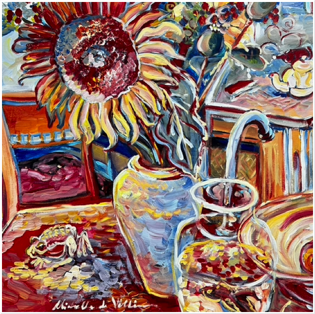 Still Life With Sunflowers, Acrylic, 24x24"